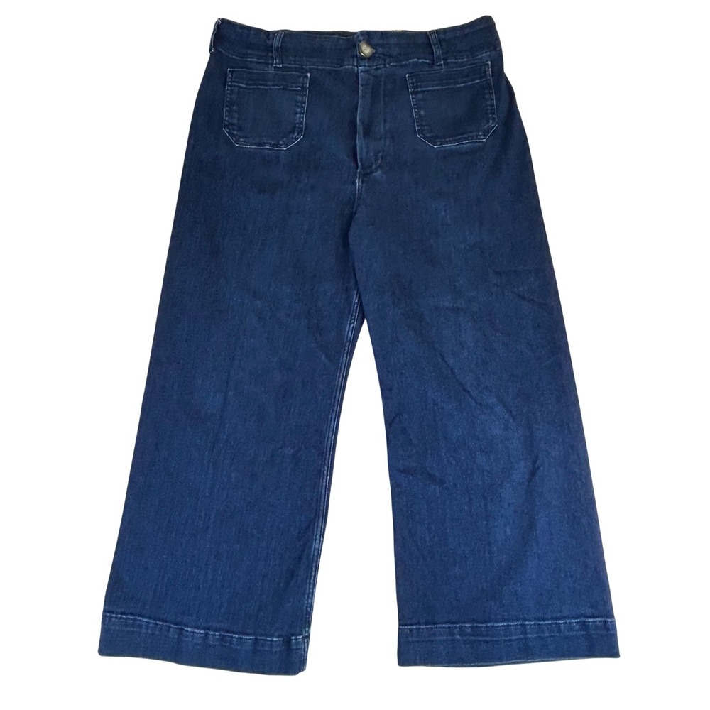 Anthropologie Maeve Blue Denim The Colette High Rise Cropped Wide-Leg Jeans 34‎